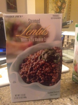 Trader Joe's Steamed Lentils box.