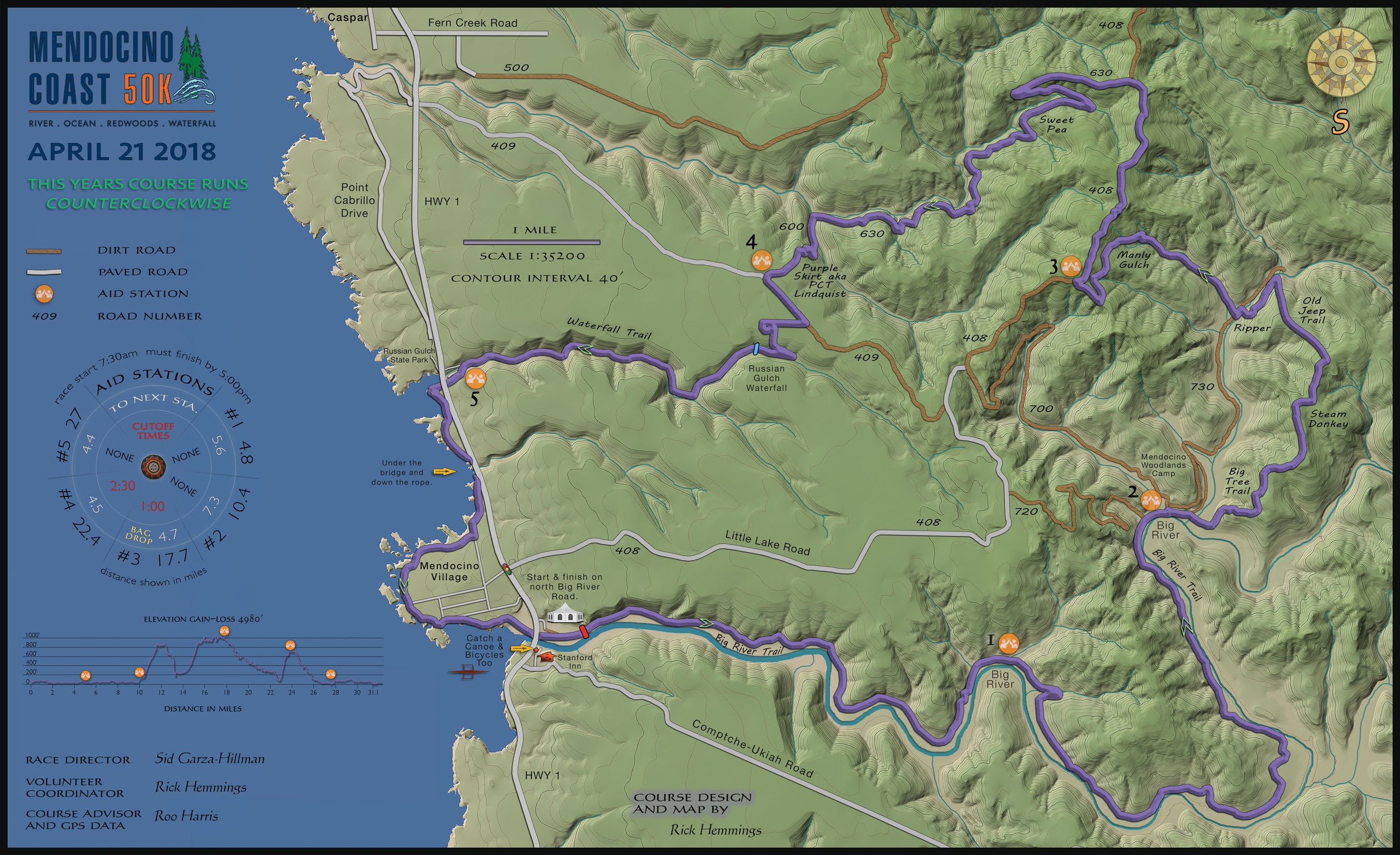 Mendocino Coast 50K Course Map